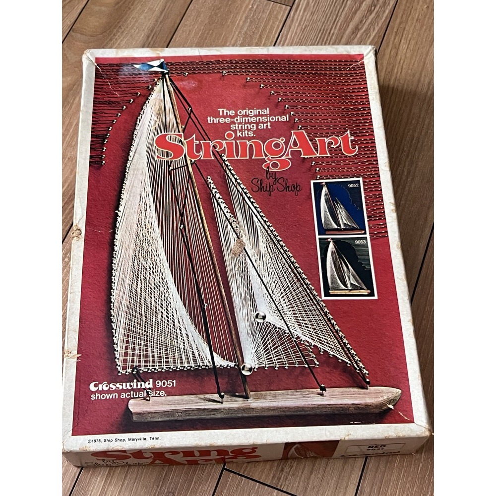Vintage 3D String Art Ship Shop Crosswinds 9051 Red Reto MCM Kit DIY